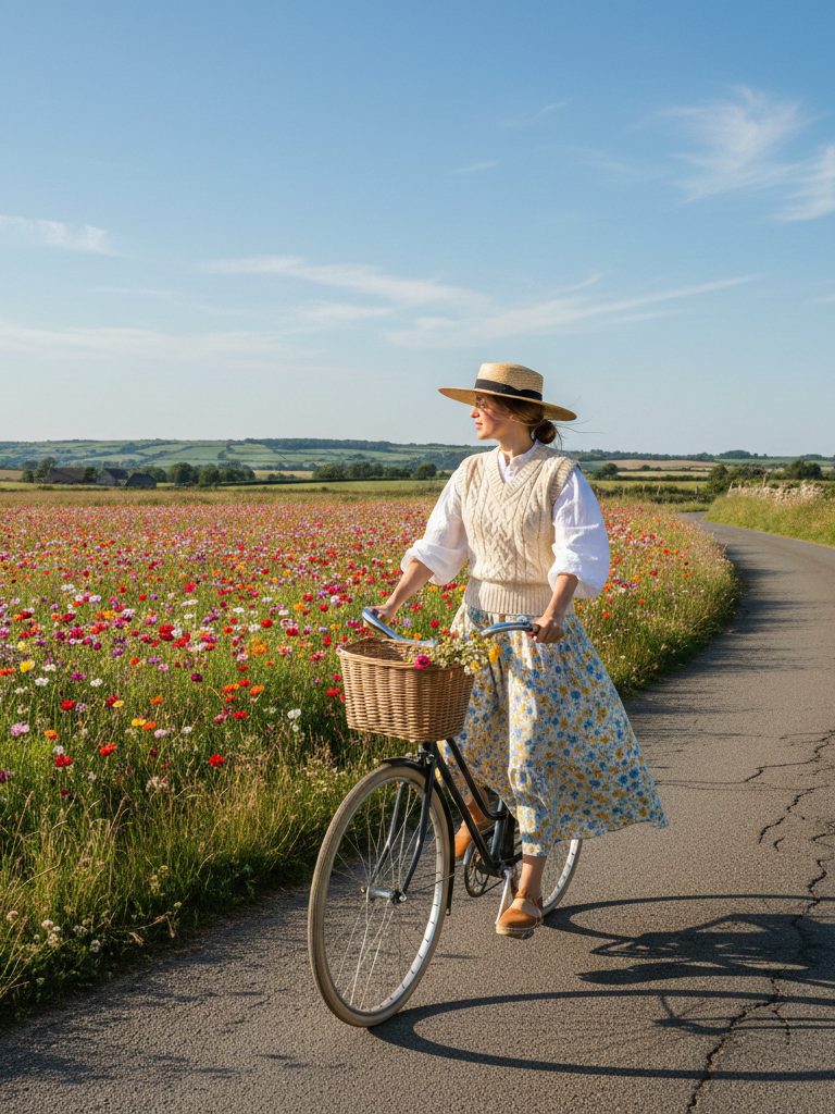 Knit Vest + Midi Skirt + Espadrilles