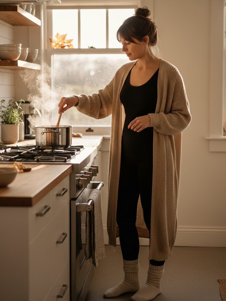 Long Cardigan + Tank Top + Leggings