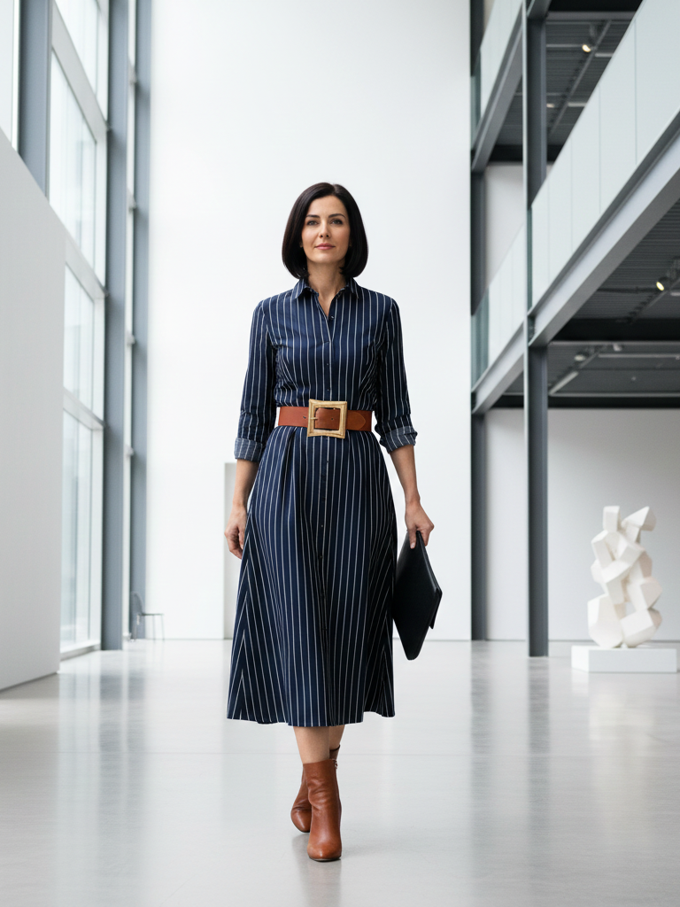 Midi Shirt Dress + Statement Belt