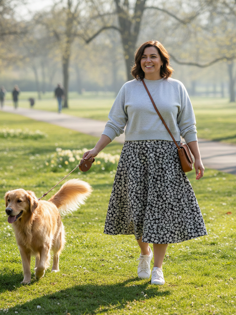 Midi Skirt and a Simple Sweatshirt