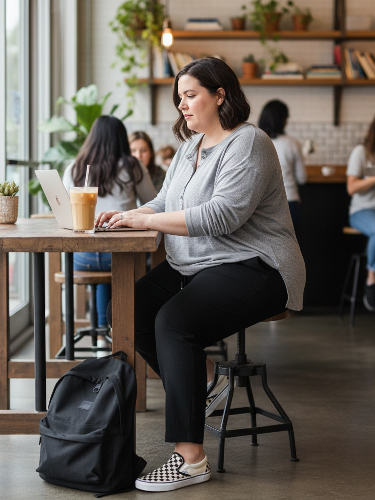 Oversized Henley + Joggers + Slip-On Sneakers