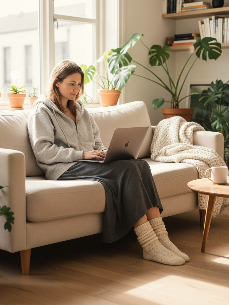 Oversized Hoodie + Jersey Maxi Skirt + Fuzzy Socks