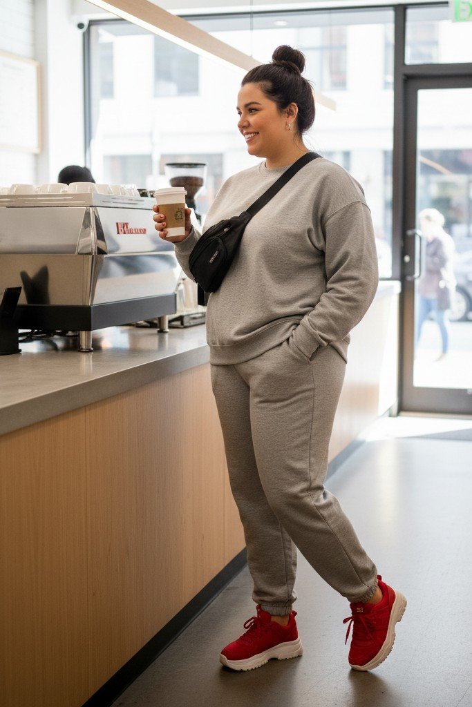 Oversized Sweatshirt + Joggers + Statement Sneakers