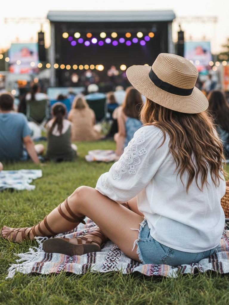 Peasant Top + Distressed Shorts + Gladiator Sandals