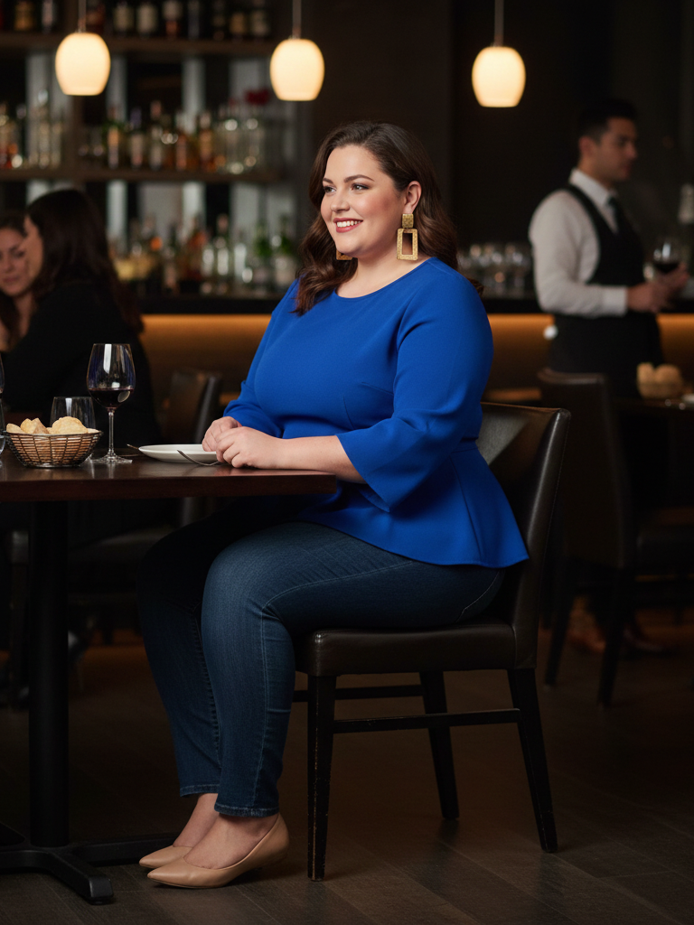 Peplum Top + Skinny Jeans + Statement Earrings