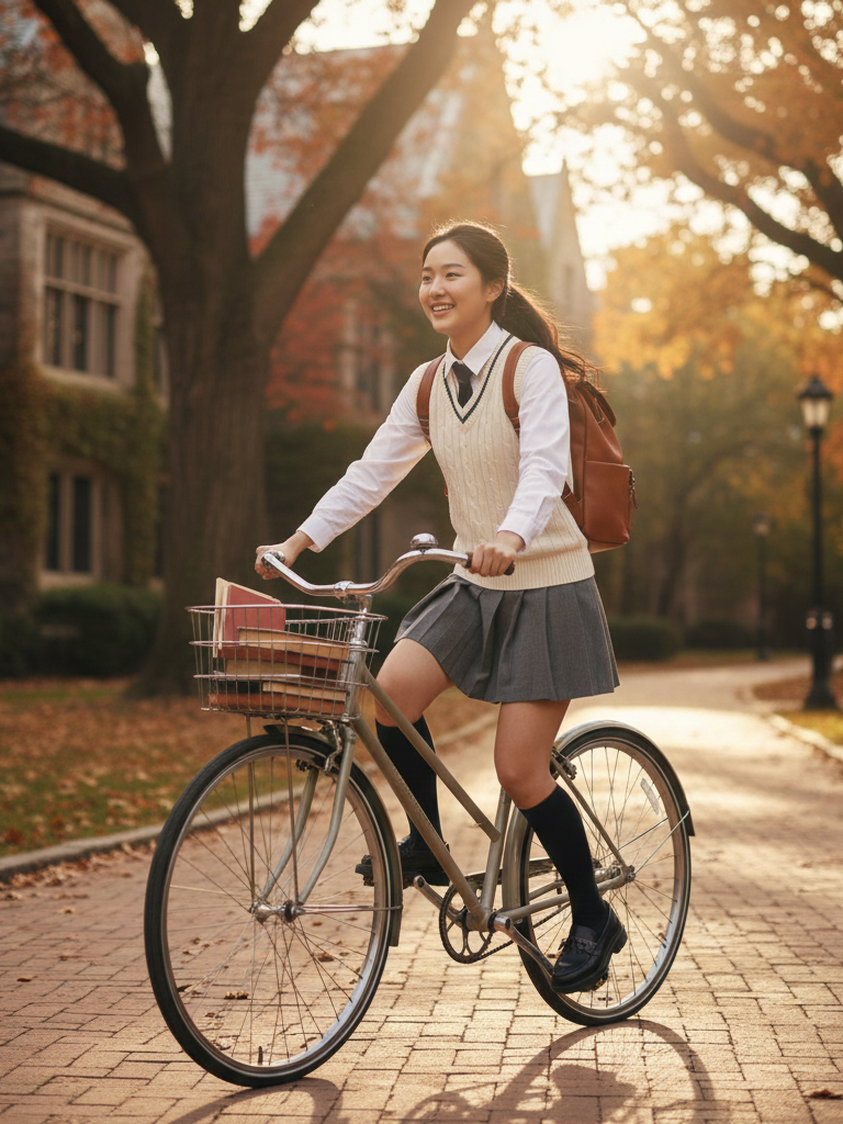 Pleated Skirt + Sweater Vest + Collared Shirt + Knee-High Socks