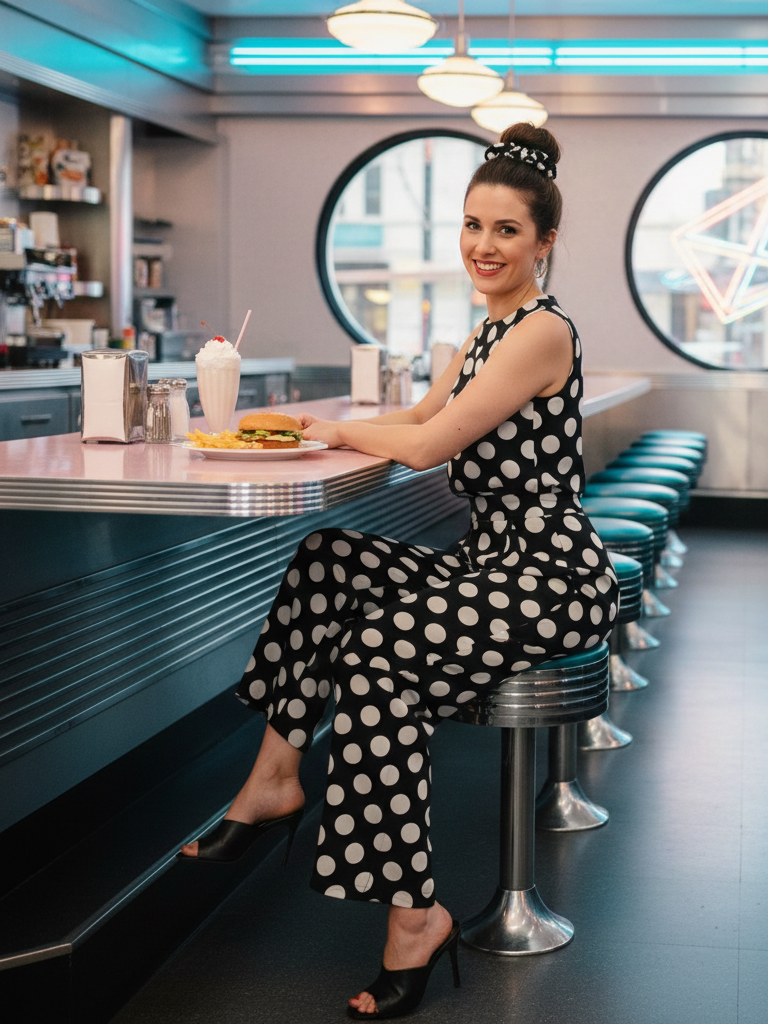 Polka Dot Set + Hair Scrunchie + Mules