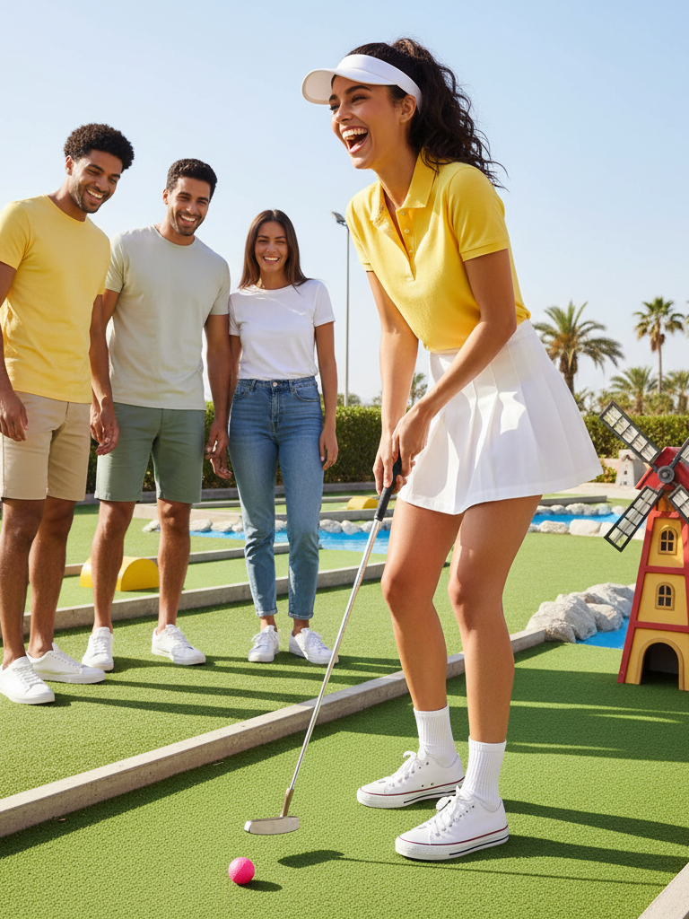 Polo Shirt + Tennis Skirt + Ankle Socks + Sneakers