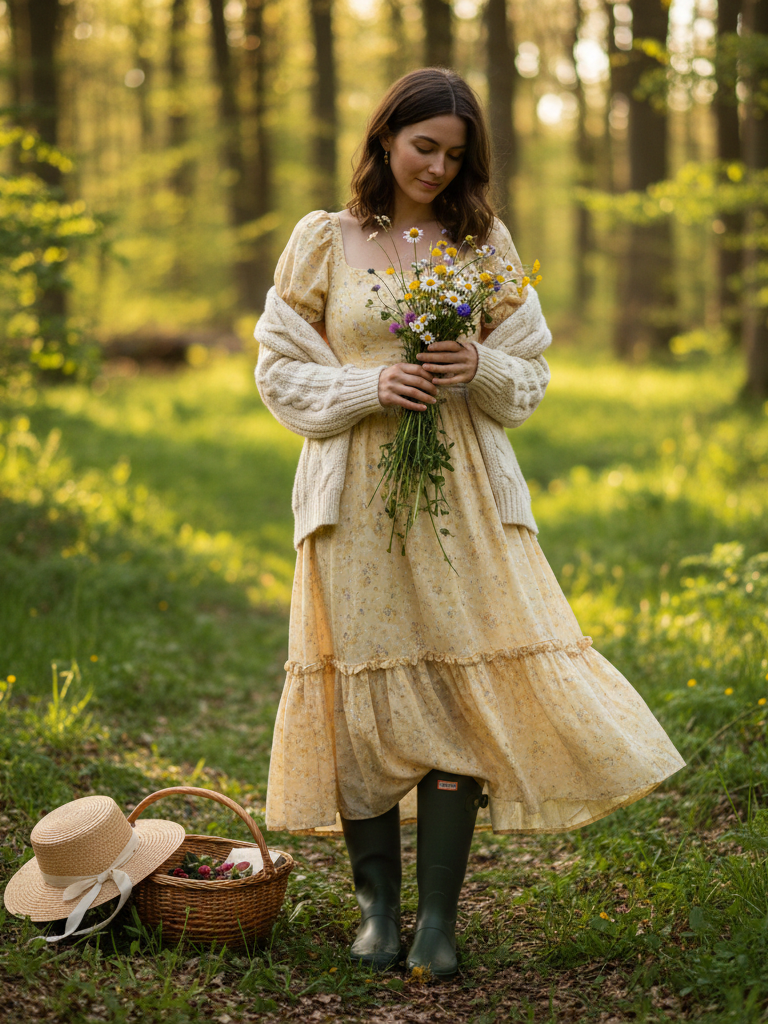Prairie Dress & Wellington Boots