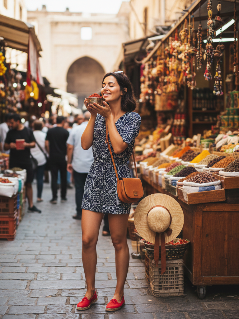 Printed Romper + Espadrilles + Crossbody Bag