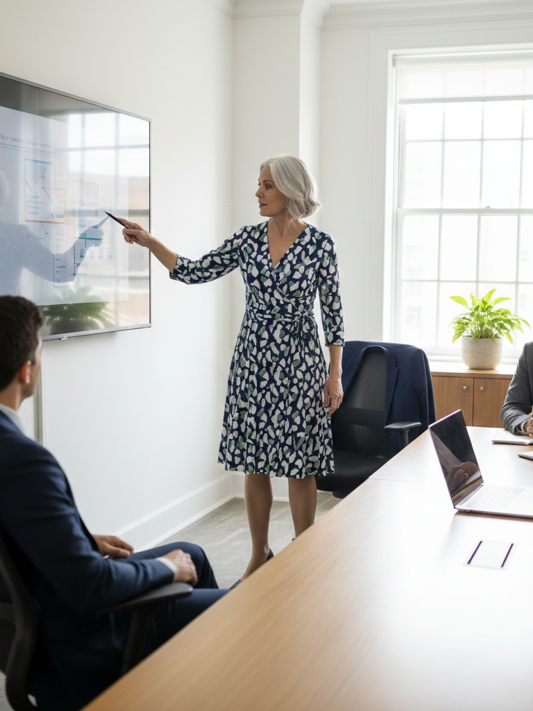 Printed Wrap Dress + Blazer