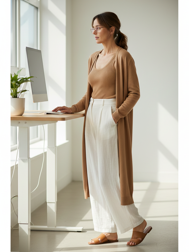 Ribbed Knit Set and Wide-Leg Pants