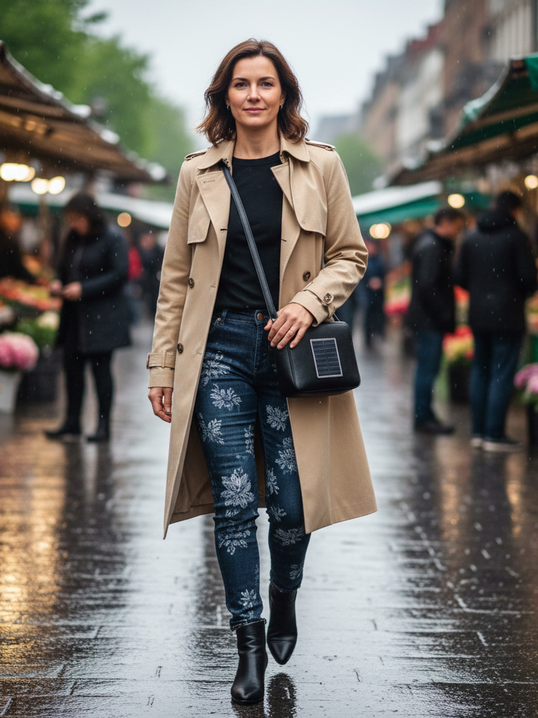 Self-Cleaning Trench + Pixel-Stitch Jeans + Energy-Harvesting Bag