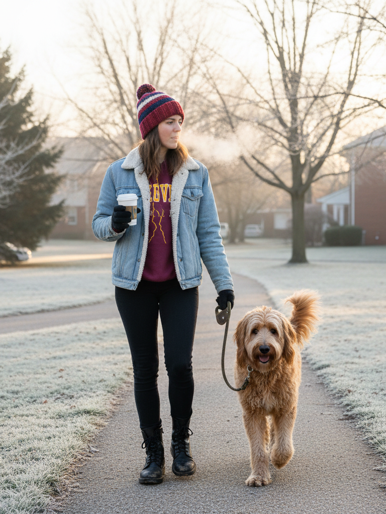 Sherpa Jacket + Graphic Tee + Leggings + Combat Boots