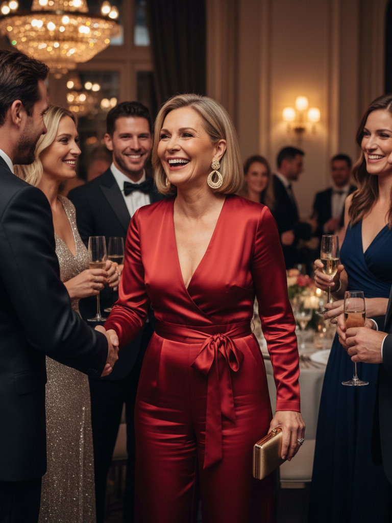 Silk Jumpsuit + Dramatic Earrings