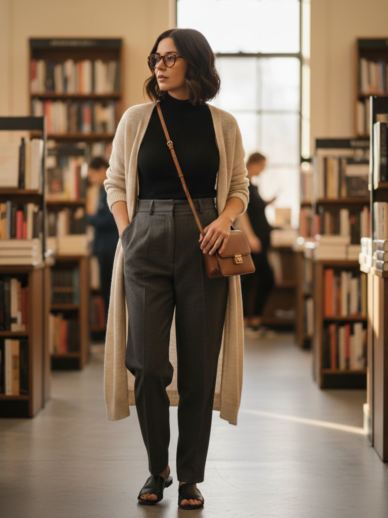 Sleeveless Turtleneck and Maxi Cardigan