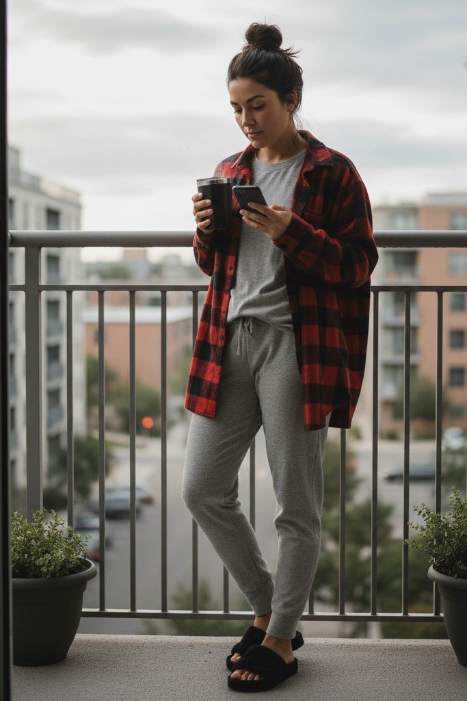 Stolen Boyfriend Flannel + Thermal + Joggers + Slides