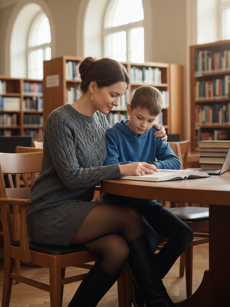 Sweater Dress + Tights + Knee-High Boots