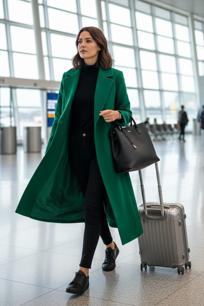 The All-Black Base Layer + Statement Coat + Sneakers