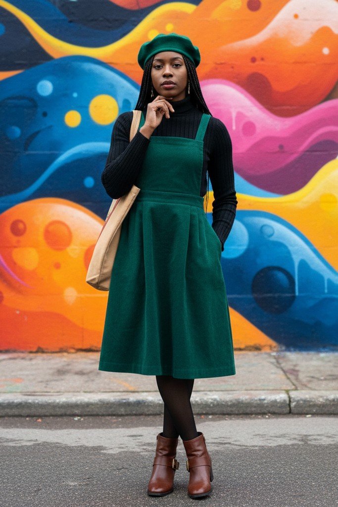 The Corduroy Jumper + Turtleneck + Ankle Boots