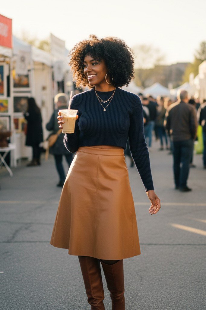 The Cropped Sweater + High-Waisted Skirt & Boots