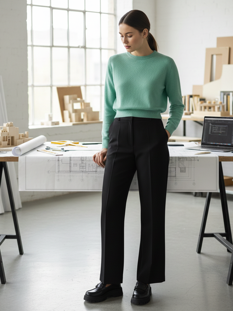 The Cropped Sweater and High-Waisted Trousers