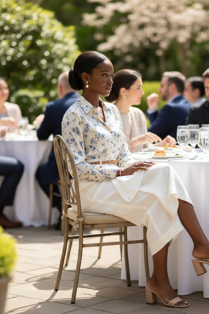 The Culottes + Silk Blouse + Block Heels