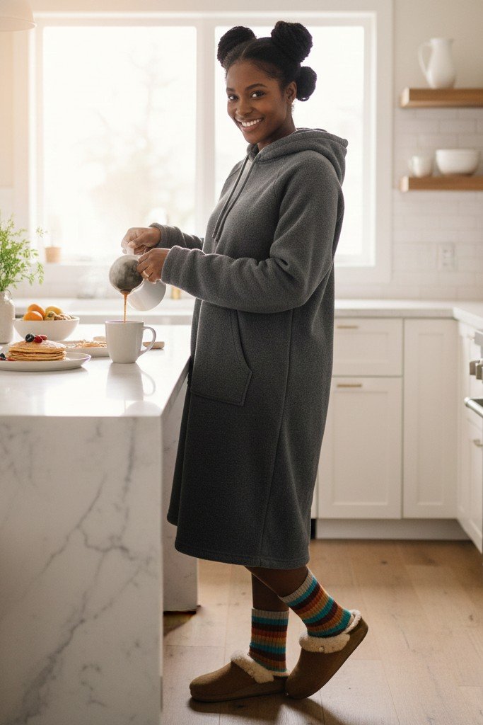 The Fleece-Lined Hoodie Dress + Slip-Ons