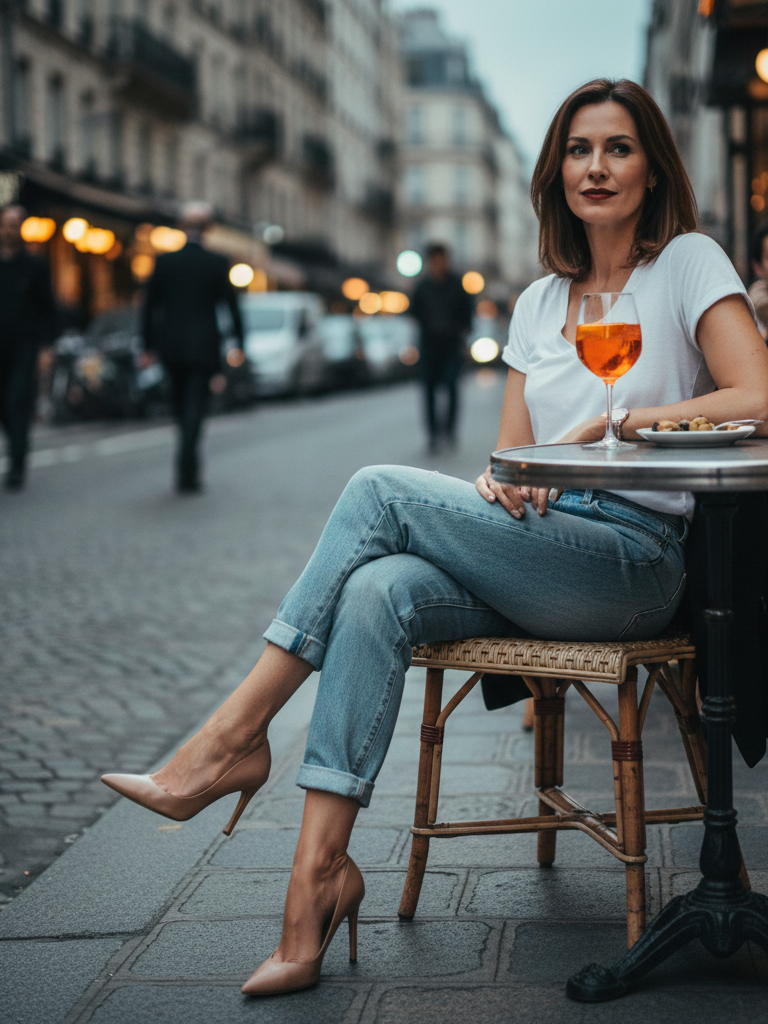 The "I Just Threw This On" Tee + Boyfriend Jeans + Heels