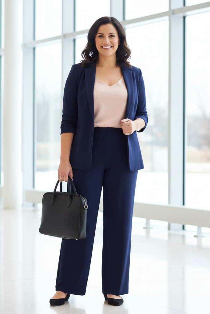 The Ponte Knit Blazer & Pant Set + Silk Shell