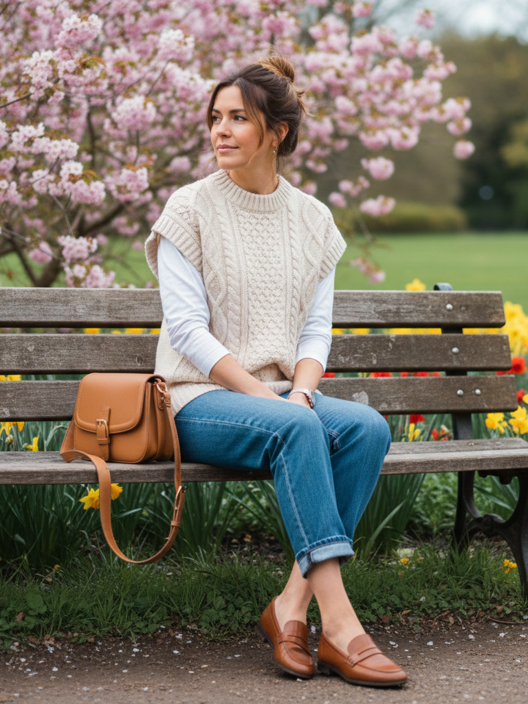 The Slouchy Sweater Vest & Denim