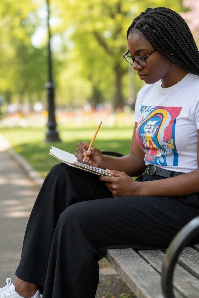 The Statement T-Shirt + Wide-Leg Trousers + Sneakers