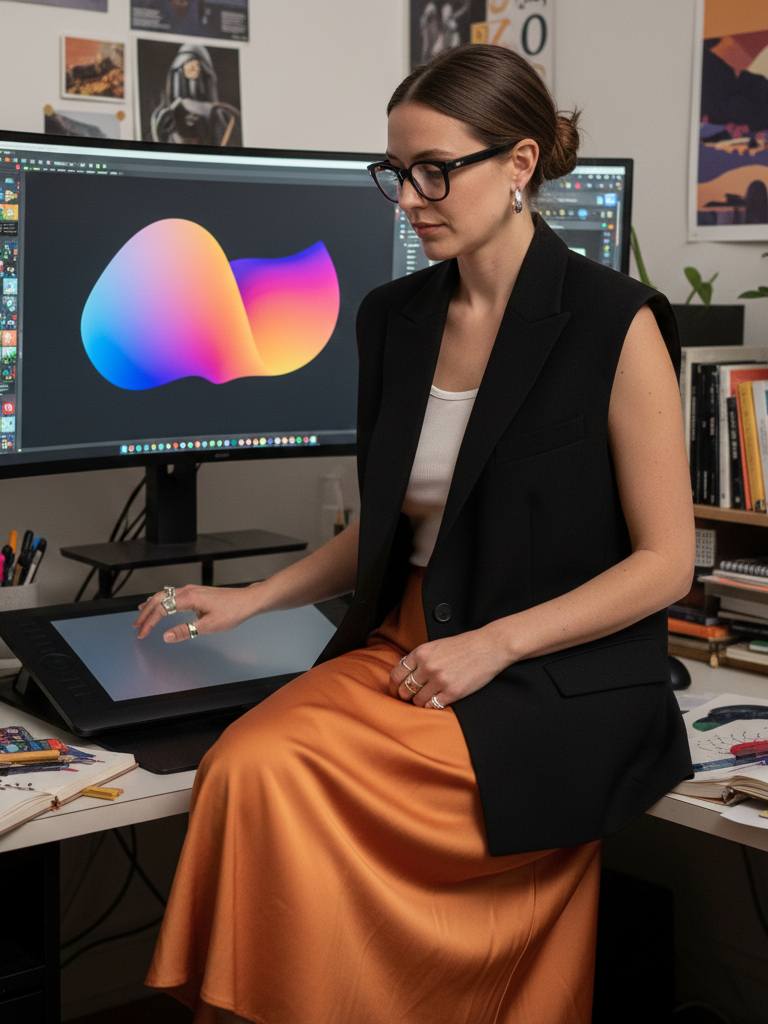 The Structured Vest and Silk Skirt