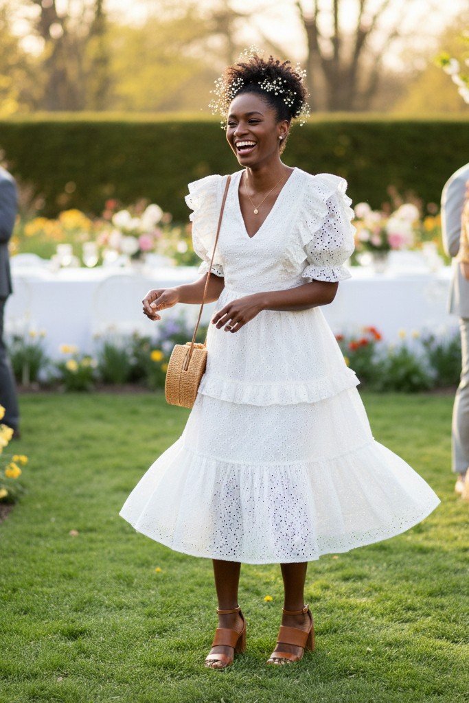 The Tiered Ruffle Dress + Block-Heel Sandals