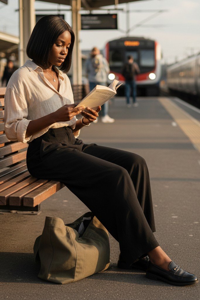 The Wide-Leg Pants + Breathable Top & Slip-Ons