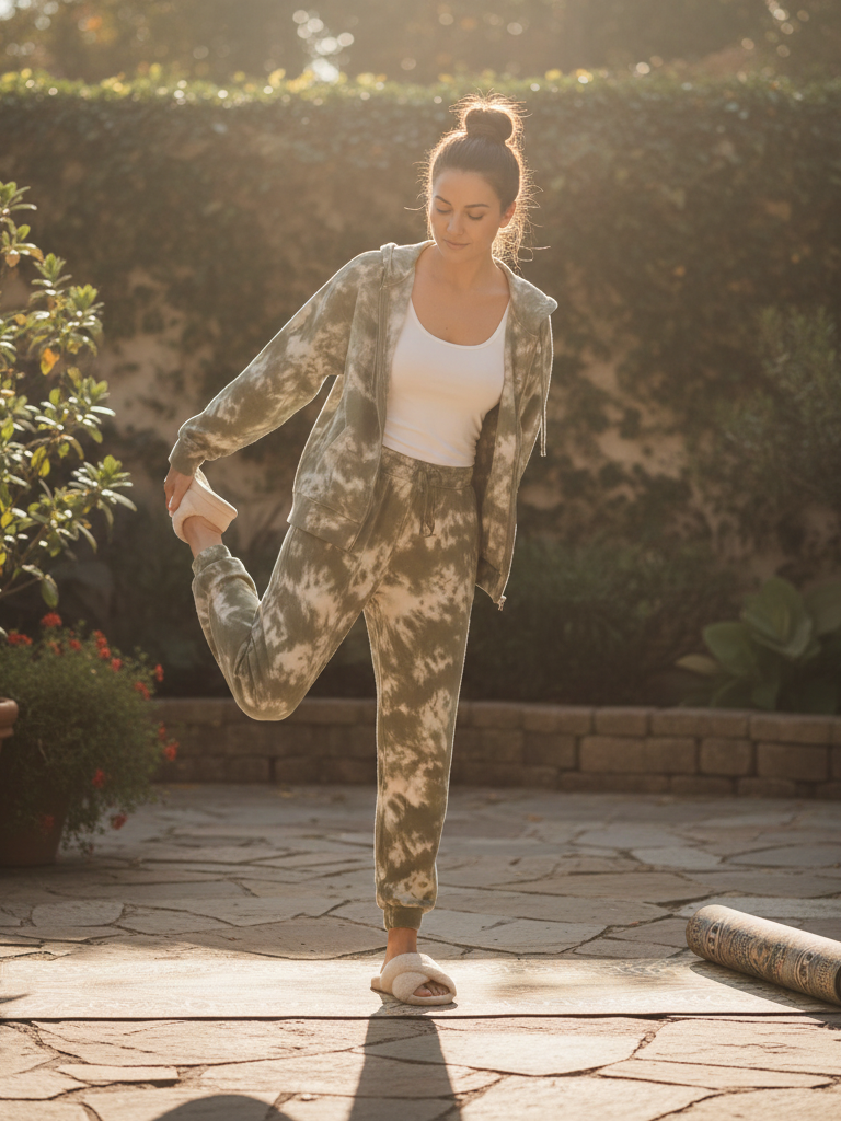 Tie-Dye Sweatsuit + Fuzzy Slides