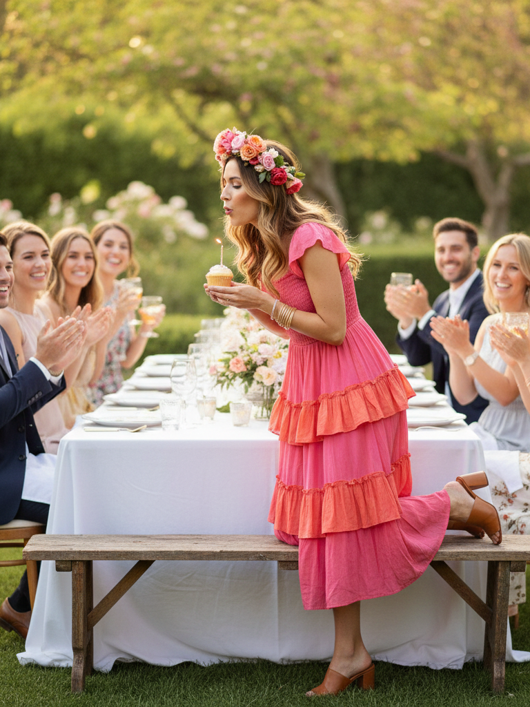 Tiered Ruffle Dress + Block Heel Mules
