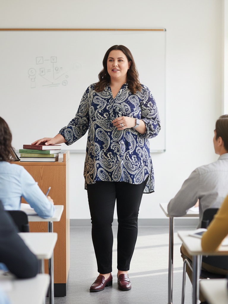 Tunic Blouse + Ponte Pants + Loafers