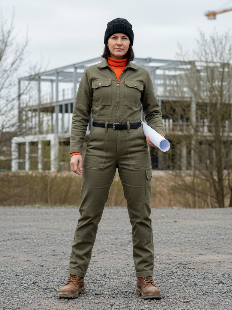 Utility Jumpsuit + Turtleneck + Beanie