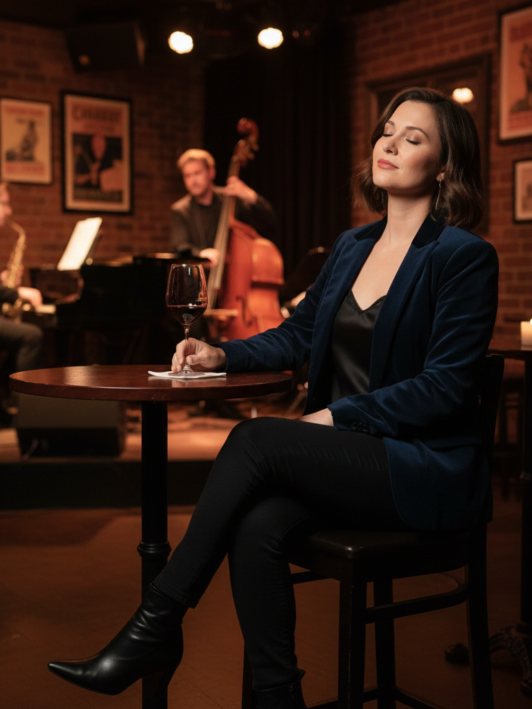 Velvet Blazer and Silk Camisole