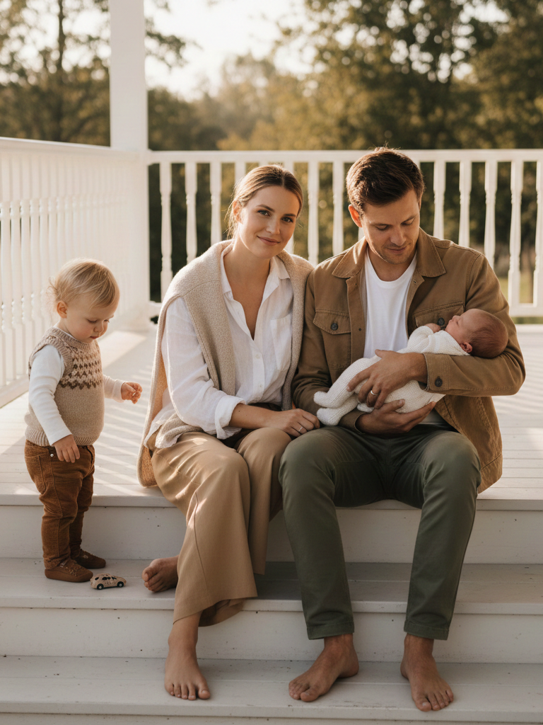 White Button-Down + Tan Trousers + Neutral Layers