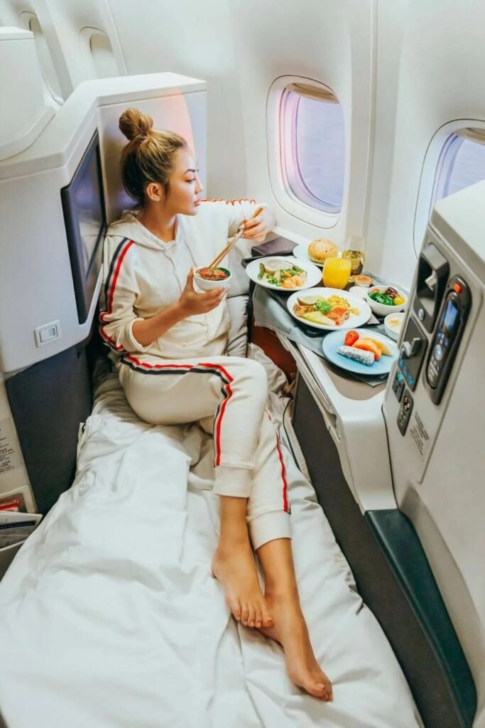 White Hooded Tracksuit with Red and Navy Side Stripes + Barefoot