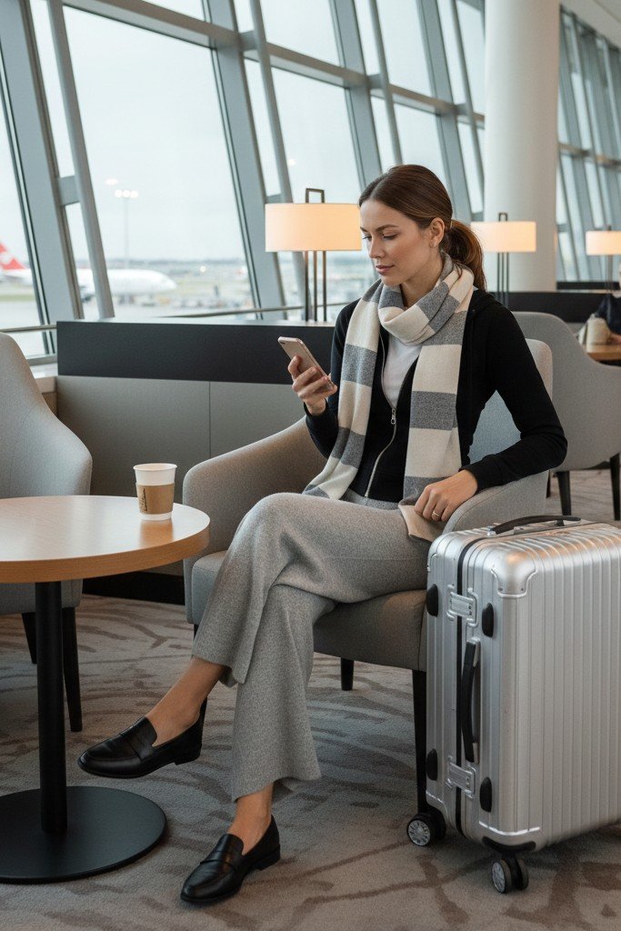 Wide-Leg Knit Pants + Zippered Hoodie + Slip-On Loafers