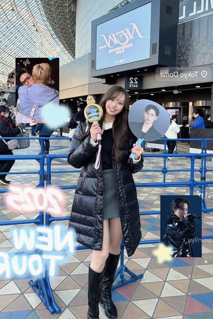 Black Puffer Coat + Grey Mini Skirt + Black Knee-High Boots