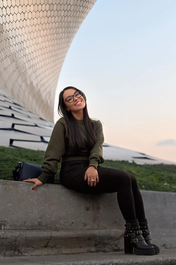 Olive Green Cropped Sweater + Black Skinny Jeans + Black Studded Platform Combat Boots