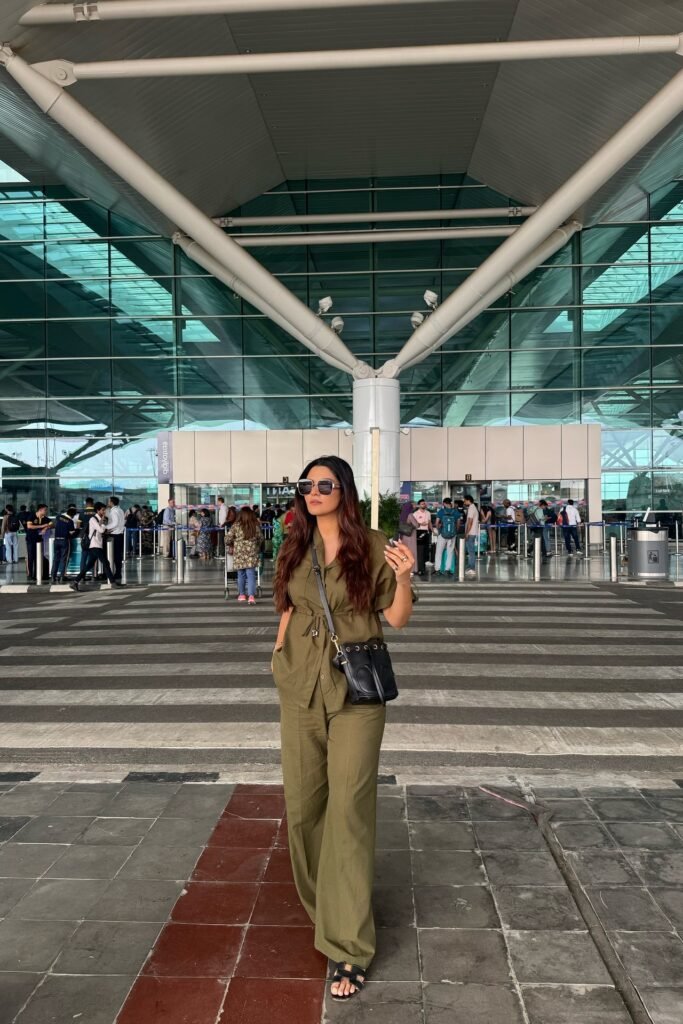 Olive Green Utility Co-ord Set + Black Crossbody Bag + Black Slide Sandals