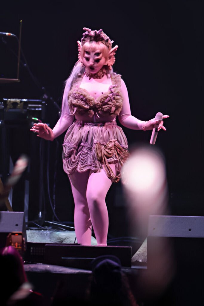 Pink Creature Bodysuit + Pink Ruffled Tiered Skirt + Pink Mask