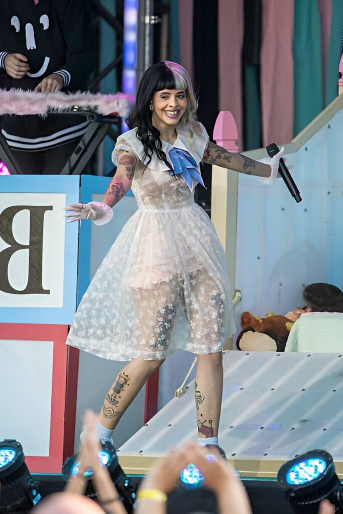 Sheer Floral Lace Dress + White Peter Pan Collar + Blue Ribbon Bow