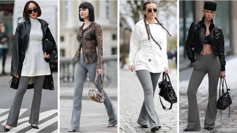 20 Chic Gray Flare Leggings Outfits How to Style the Trendy Silhouette