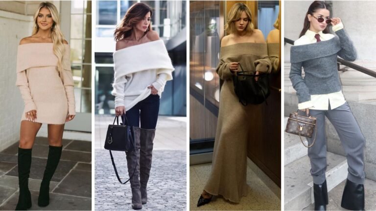 20 Cozy & Chic Off Shoulder Sweater Outfits for Fall & Winter